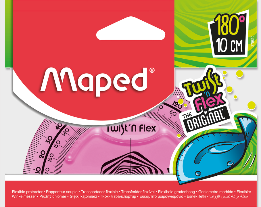 1 rapporteur en plastique incassable - 180° - 10 cm - Twist'n Flex - Maped