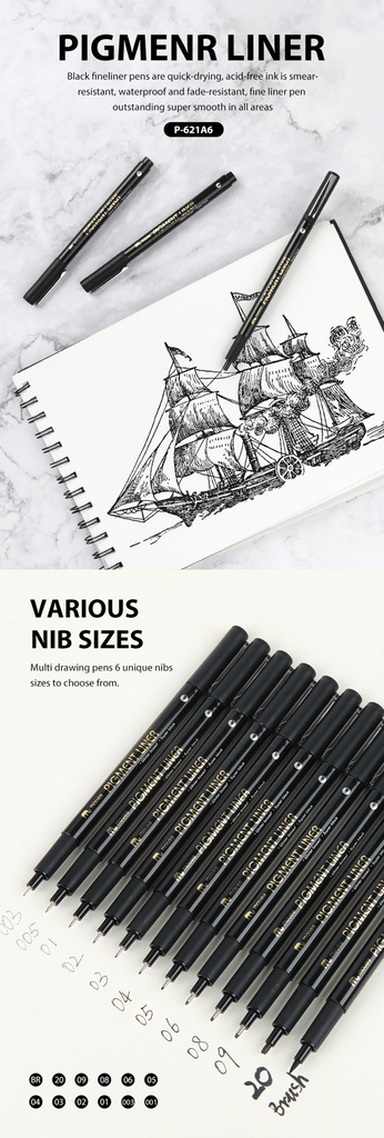 Mobee Pigment Liner Drawing Pen Drafting Black