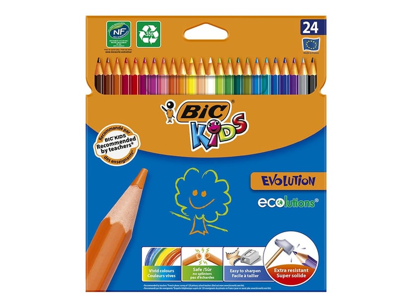 Pochette de 24 crayons de couleur Evolution Bic