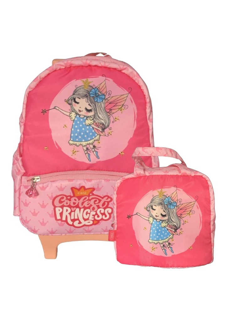 Cartable trolley pour filles + sac à gouter carré - Maternelle