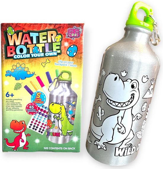 Color your own water bottle "Dinosaur"