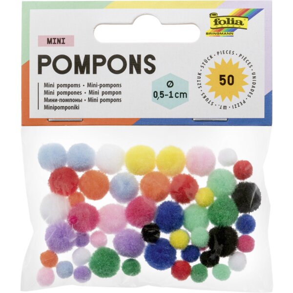 Mini pompons 2 tailles couleurs assorties