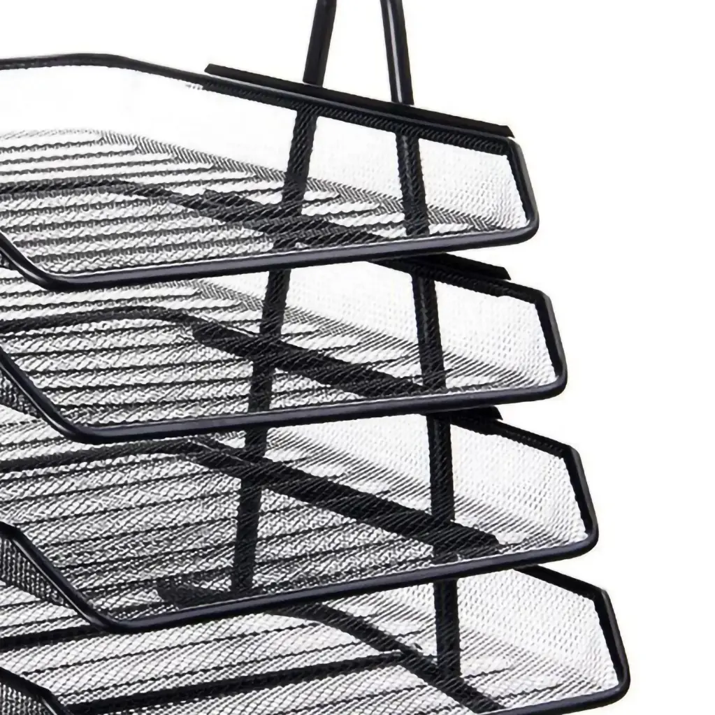 Organiseur de bureau en fil de maille noir - 4 étages - Ecolo
