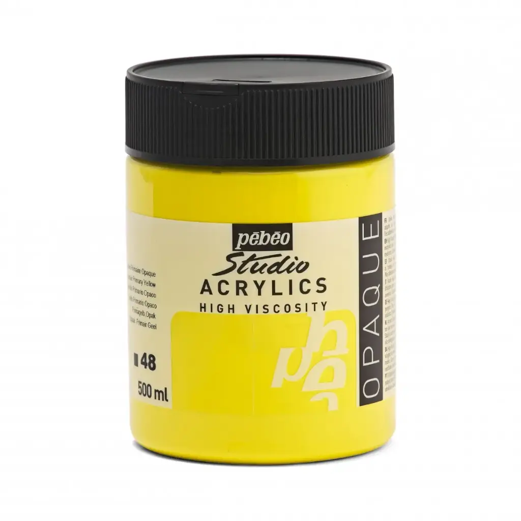 Peinture acrylique fine pébéo- Studio Acrylics JAUNE opaque 500ml