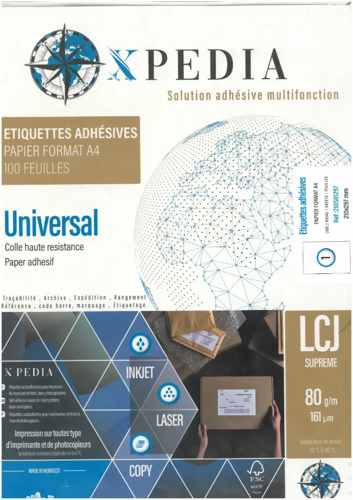 Papier adhésif A4 - XPEDIA paquet de 100pcs