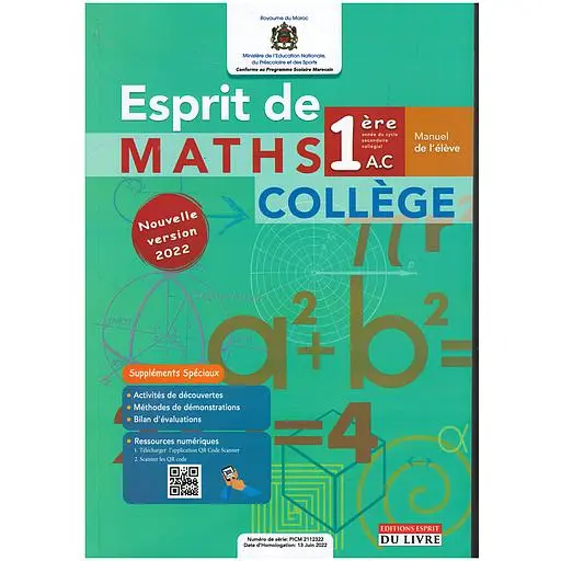 Esprit De Maths Collège 1Ac Manuel