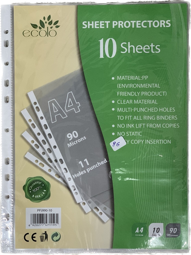 10 Pochettes perforées ecolo