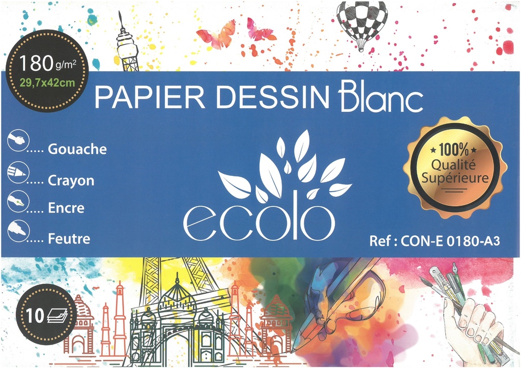 10F Papier de dessin A3 18g