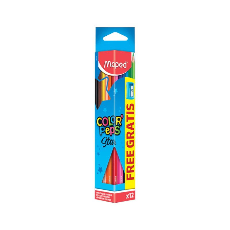 12 Crayons de couleur + TC - MAPED