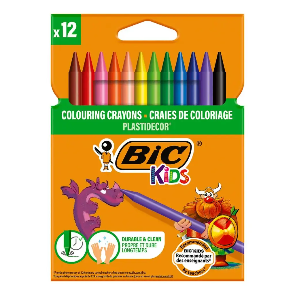 Kids Plastidécor 12 Craies de Coloriage BIC