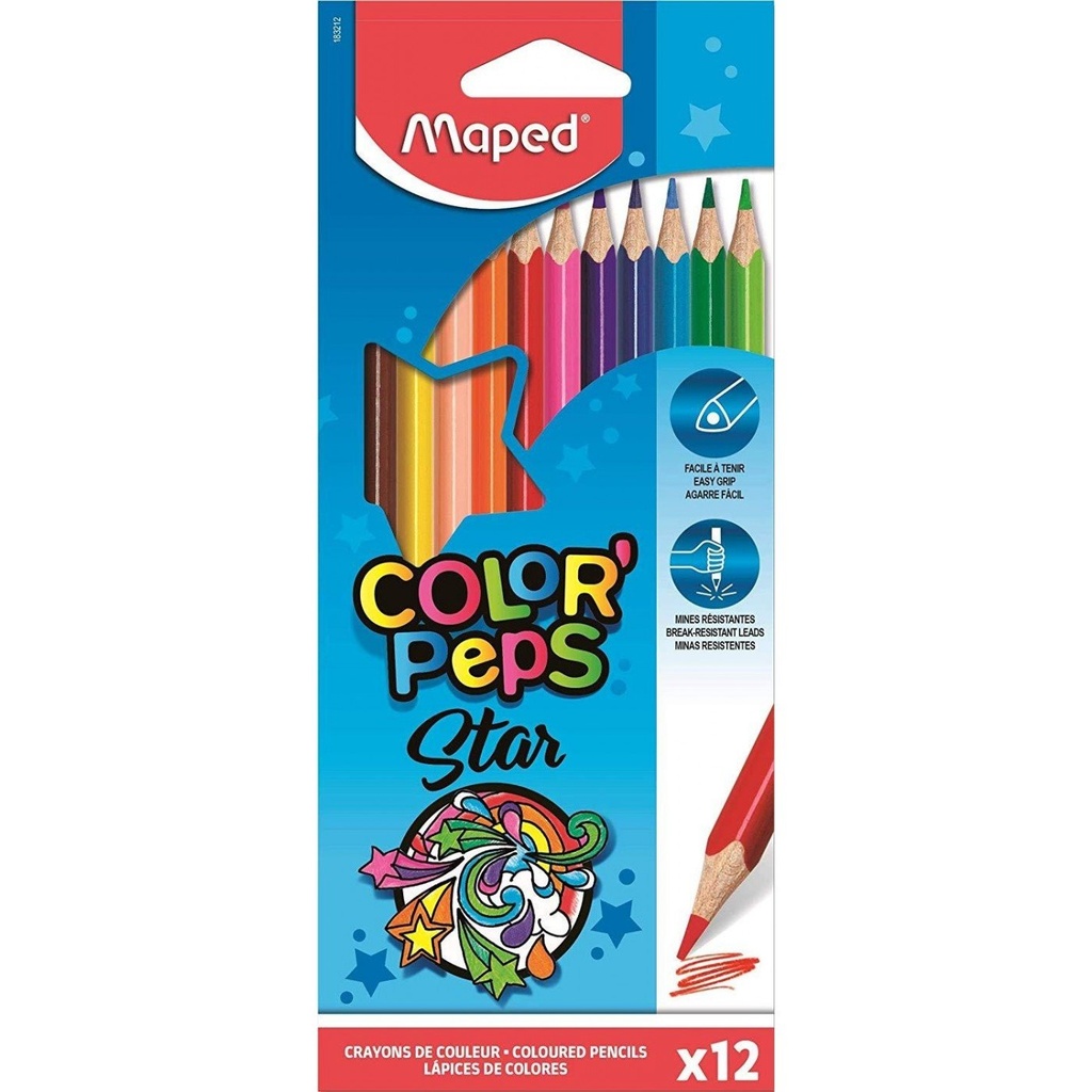 12 Crayons de couleur STAR Long - maped