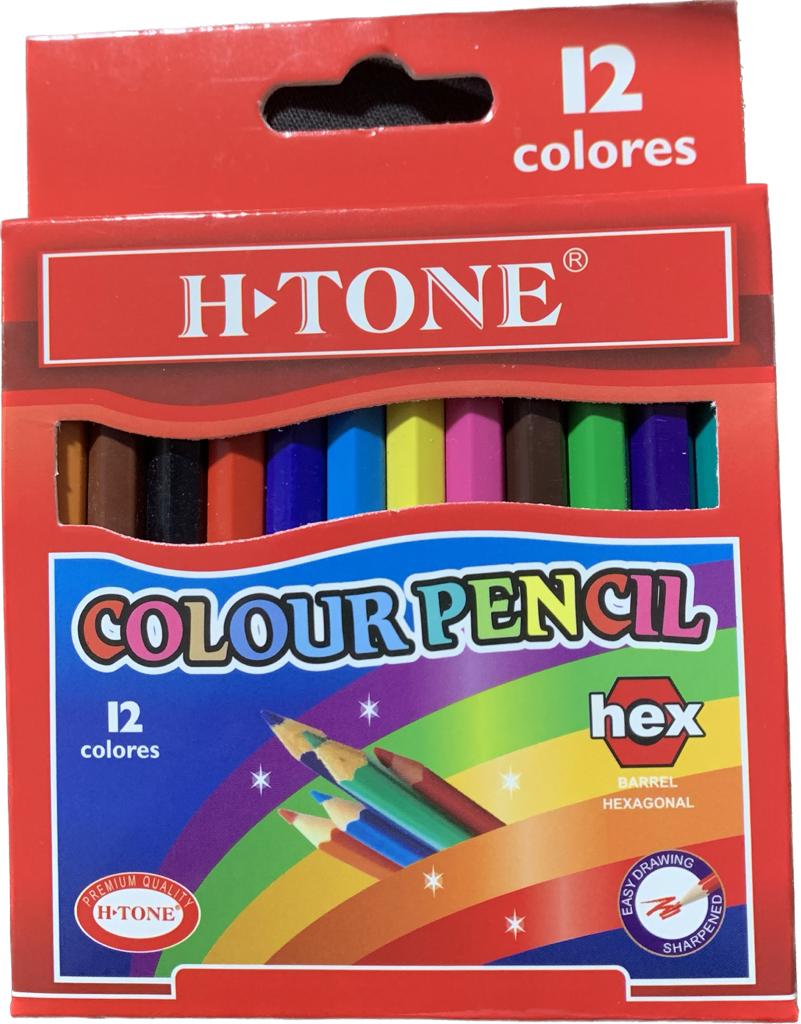 12 Crayons de couleurs Court Htone