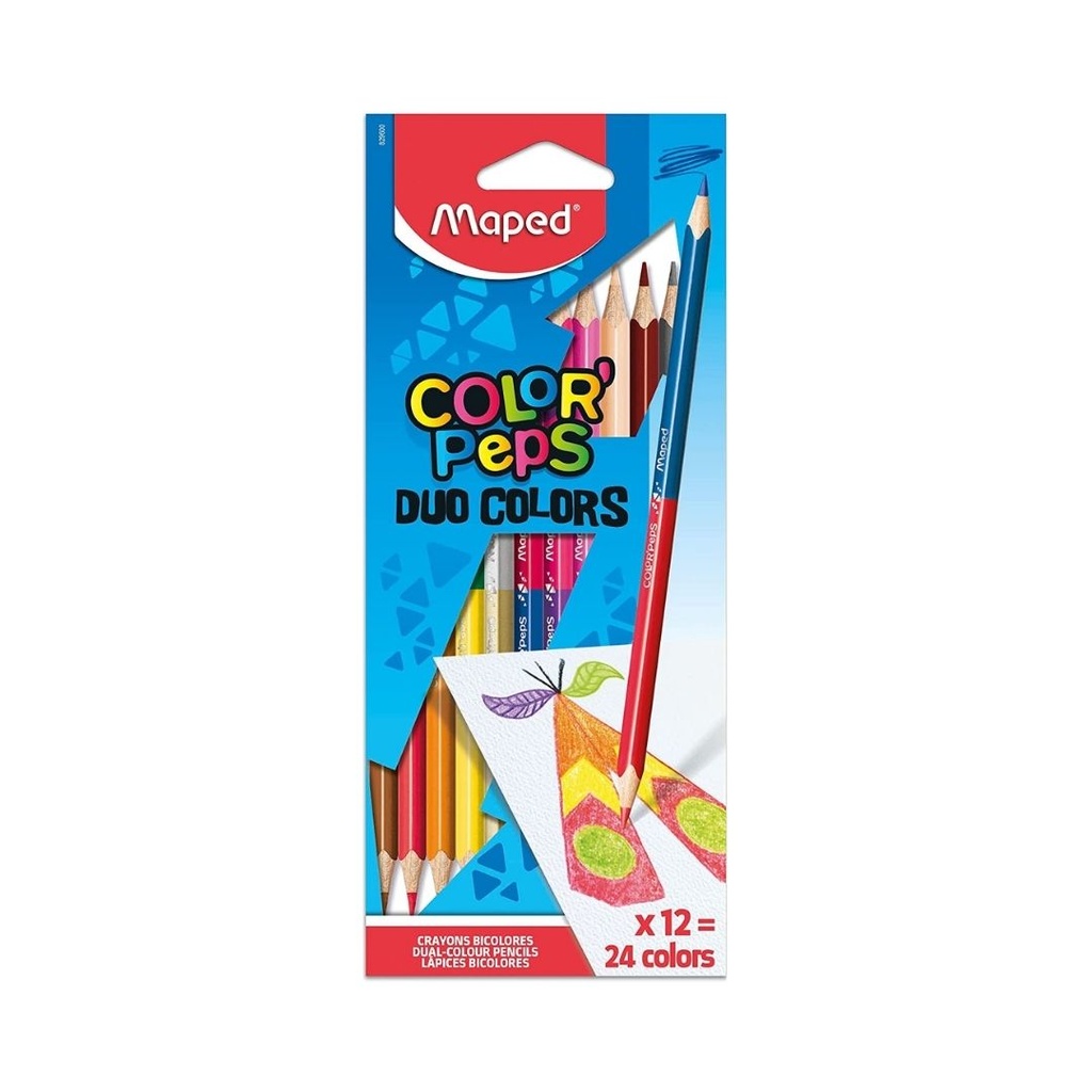 12 Crayons de Couleur Duo 2 en 1 Color'Peps - MAPED