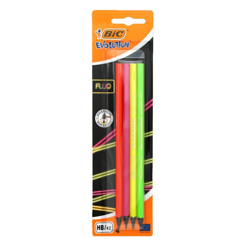Blister 4 crayons BIC FLUO HB