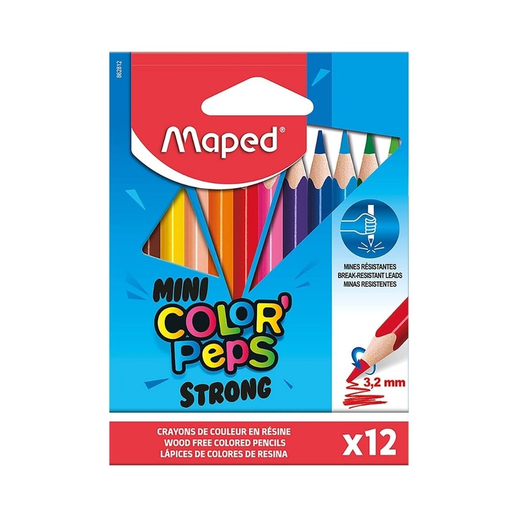 12 Crayons de couleur MINI STRONG