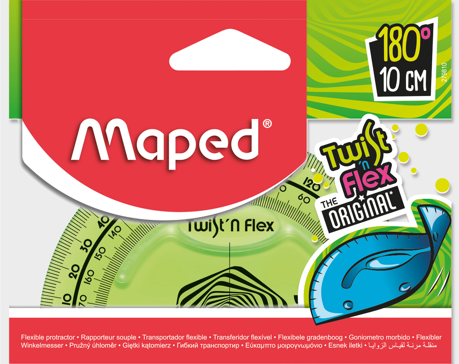 Rapporteur en plastique incassable - 180° - 10 cm - Twist'n Flex - Maped