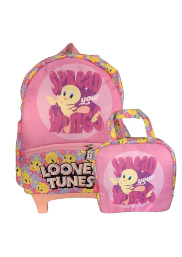 Cartable trolley pour filles + sac à gouter carré - Maternelle