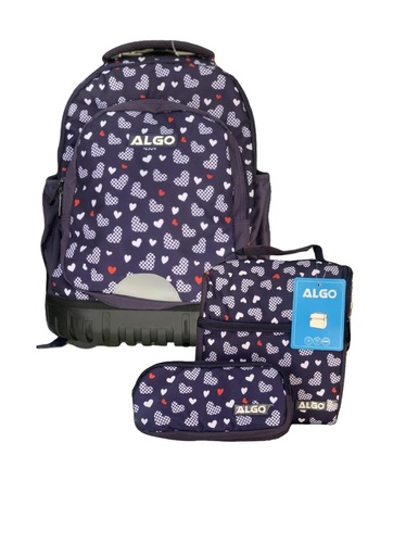 Cartable trolley 3 pièces 17" valentina algo
