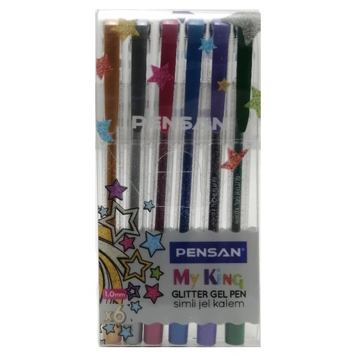 Pochette 6 stylos Glitter 1mm  Pensan
