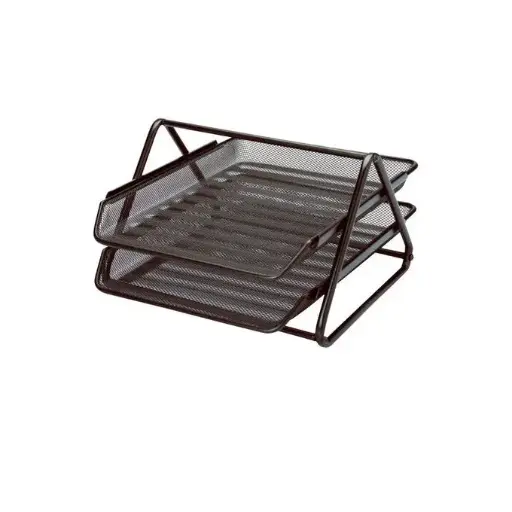 Organiseur de bureau en fil de maille noir - 2 étages - Ecolo
