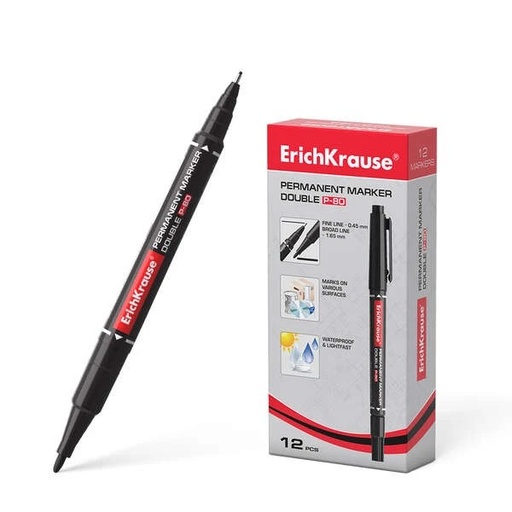 Erichkrause marqueur Double pointe Permanent  - pointe ronde et fine 2en 1 noir