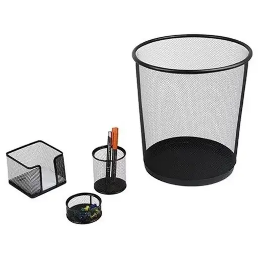 Set de bureau de 4 métallique noir Globox