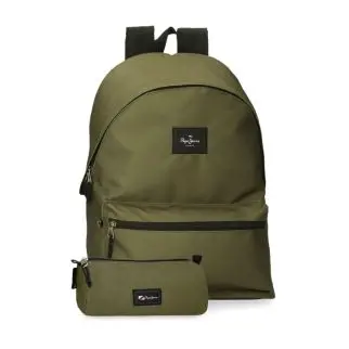 Pepe Jeans vert Kaki- Sac à dos + Trousse