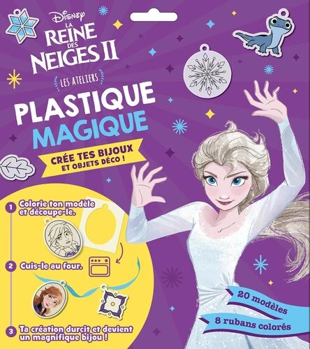 La Reine des Neiges II Plastique magique Crée tes bijoux et objets déco ! - Les ateliers. Avec 20 modèles et 8 rubans colorés