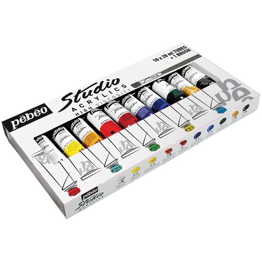 Studio Acrylics 10X20Ml +Brosse - Pébéo