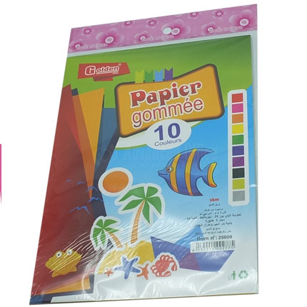 POCHETTE 10 COULEURS PAPIER A5 GOMME