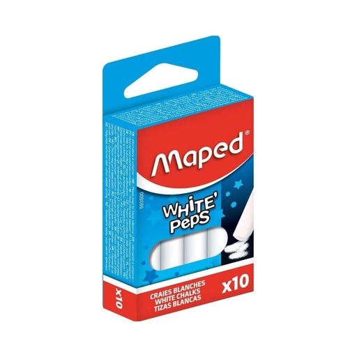 Maped Lot de 10 craies rondes et blanches
