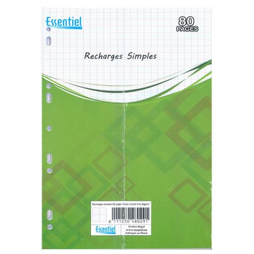Recharge Feuille Simple 80P A4 Séyes - Essentiel