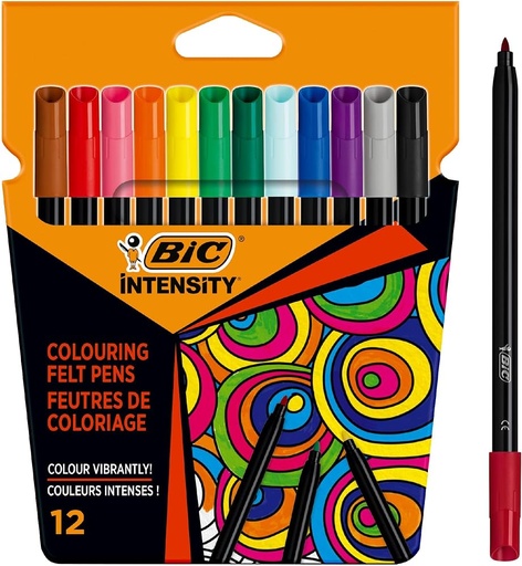 12 Feutres de Coloriage Pointe fine BIC Intensity